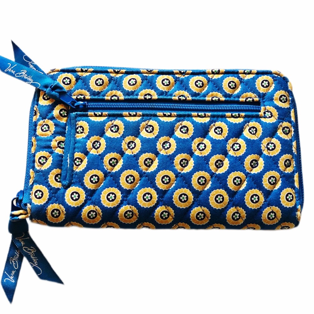 Vera Bradley Blue/ Yellow Print Zippered Wallet